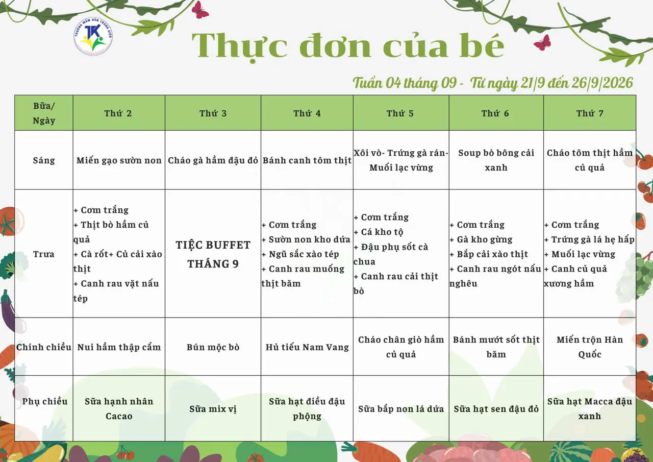 Thực đơn của bé